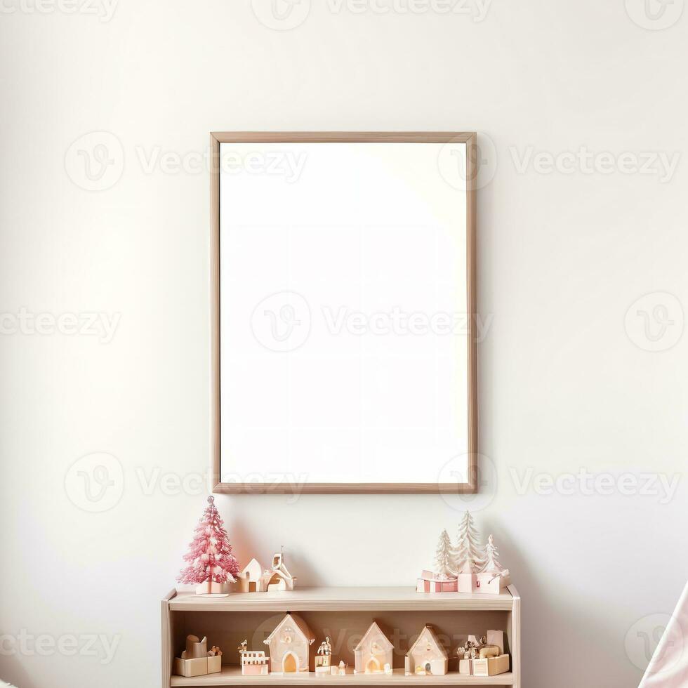 AI generated Christmas frame mockup interior photo