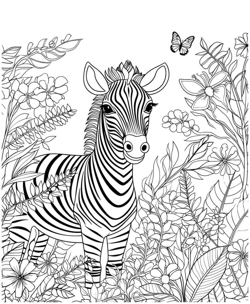 Zebra Coloring Page Illustrations and  Vectors