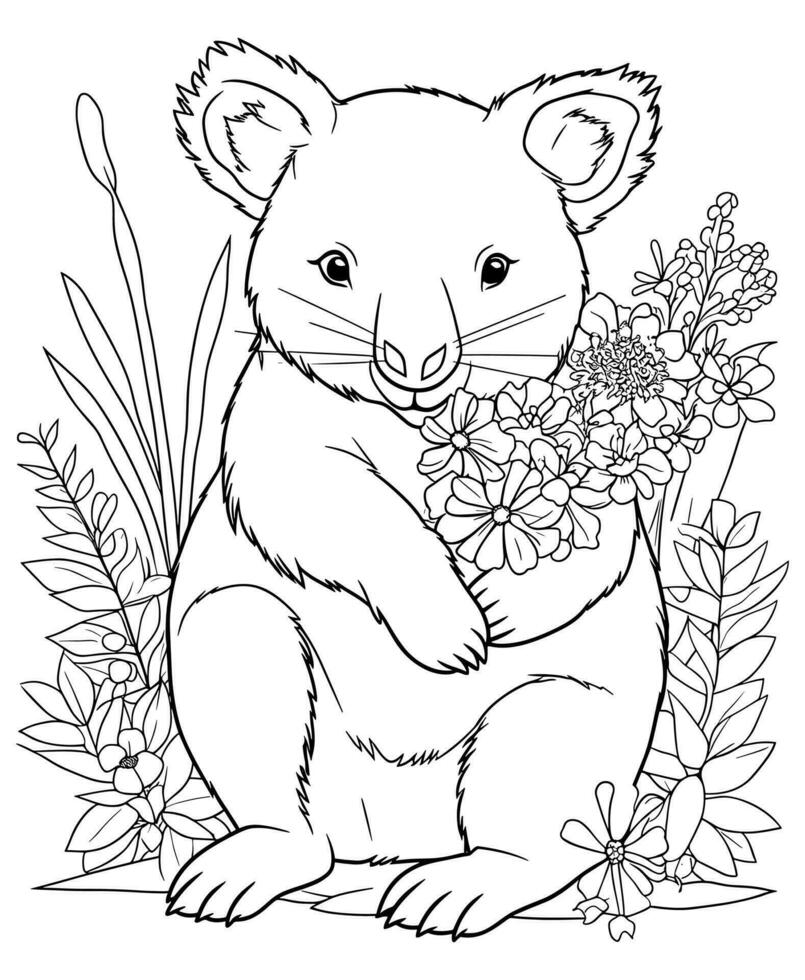 Wombat coloring page for kids vector