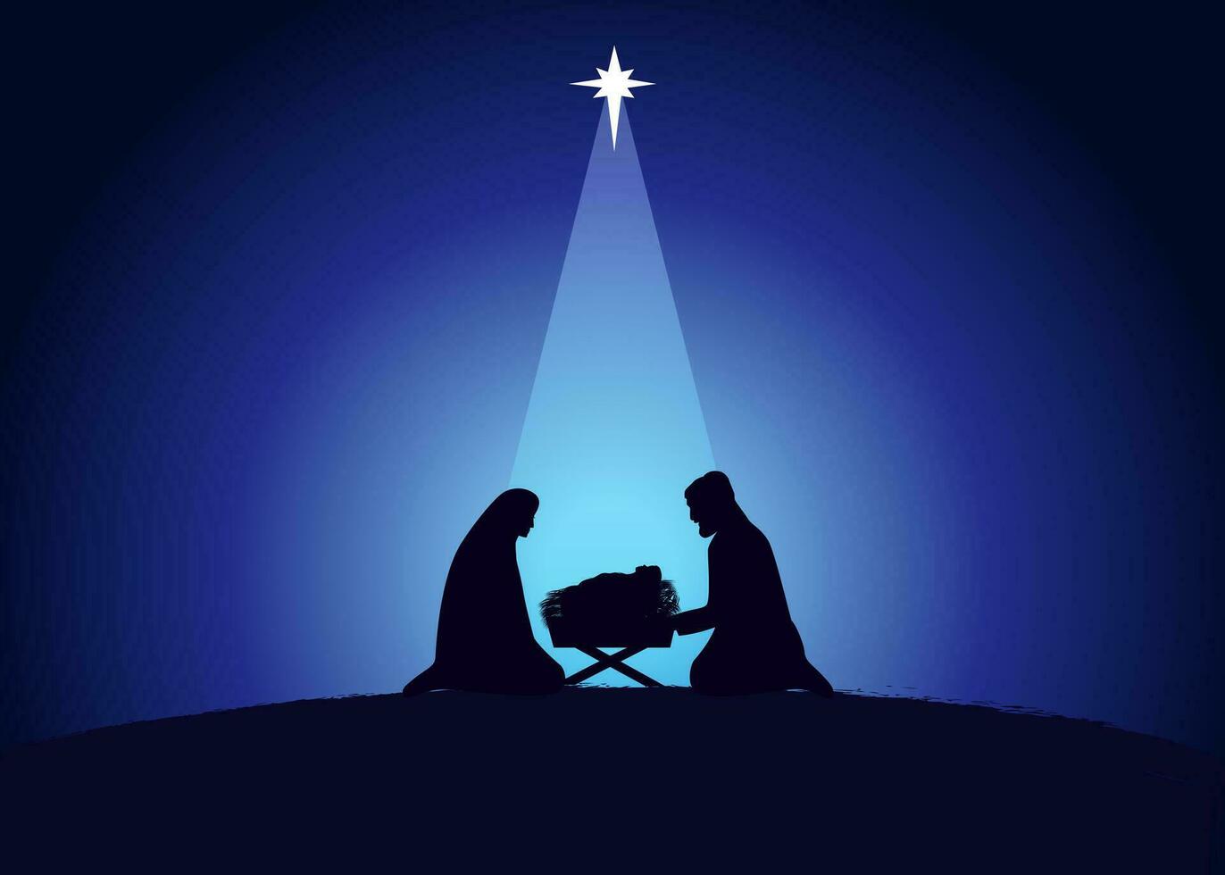 Holy family. Nativity scene. Religious banner template. vector