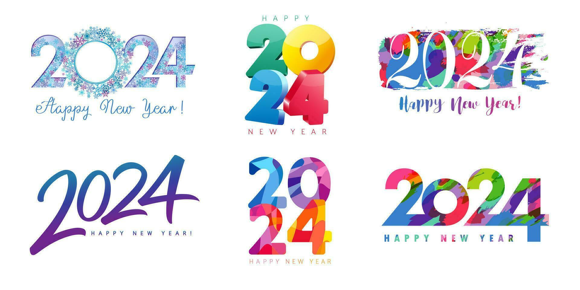 Set of Happy New Year 2024 number icons. Creative design. Postcard elements. vector