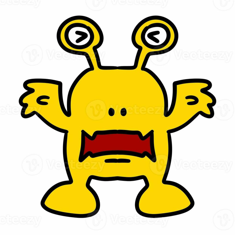 cartoon doodle monster on white background llustration photo