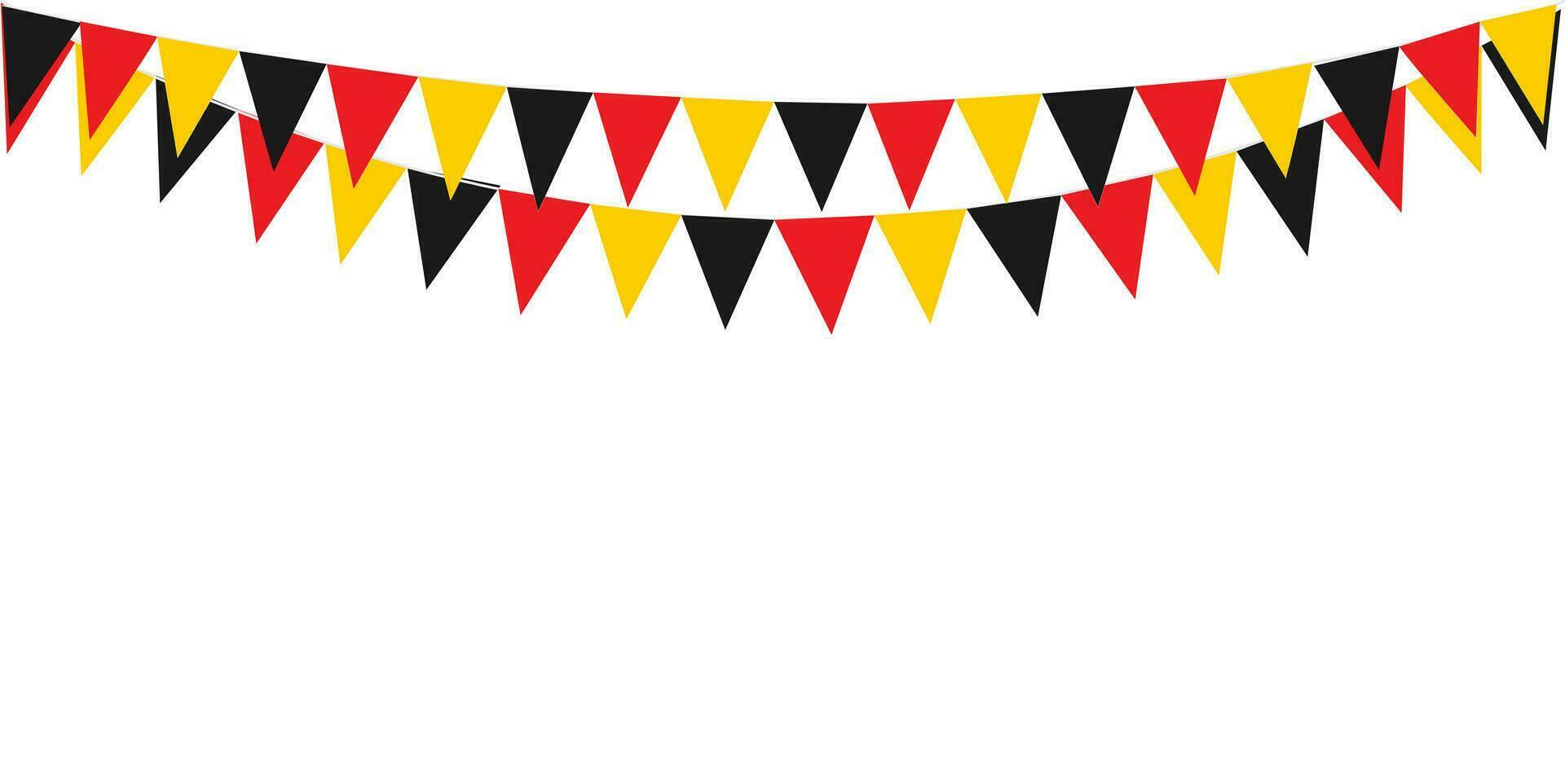 Bunting Hanging Red Black and Yellow Flag Triangles Banner Background. Bunting flags for celebration, party, fair, market, sale, nations. German, Deutschland concepts. vector