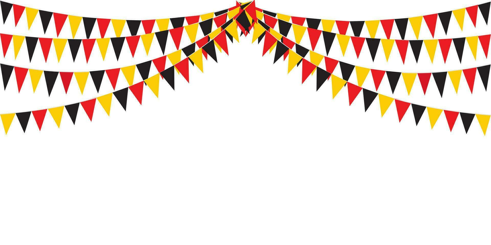 Bunting Hanging Red Black and Yellow Flag Triangles Banner Background. Bunting flags for celebration, party, fair, market, sale, nations. German, Deutschland concepts. vector