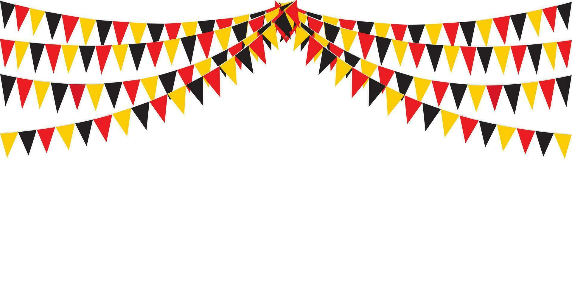 verderón colgando rojo negro y amarillo bandera triangulos bandera antecedentes. verderón banderas para celebracion, fiesta, justo, mercado, venta, naciones alemán, Deutschland conceptos. vector