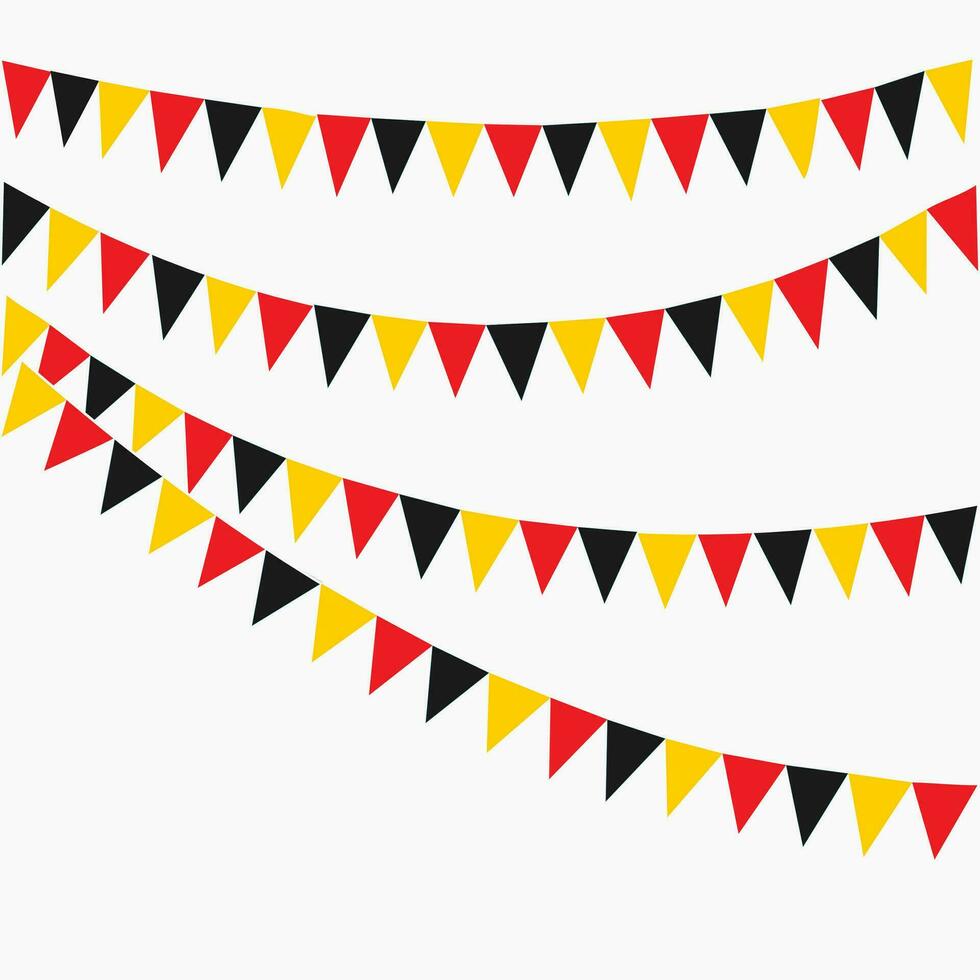 Bunting Hanging Red Black and Yellow Flag Triangles Banner Background. Bunting flags for celebration, party, fair, market, sale, nations. German, Deutschland concepts. vector