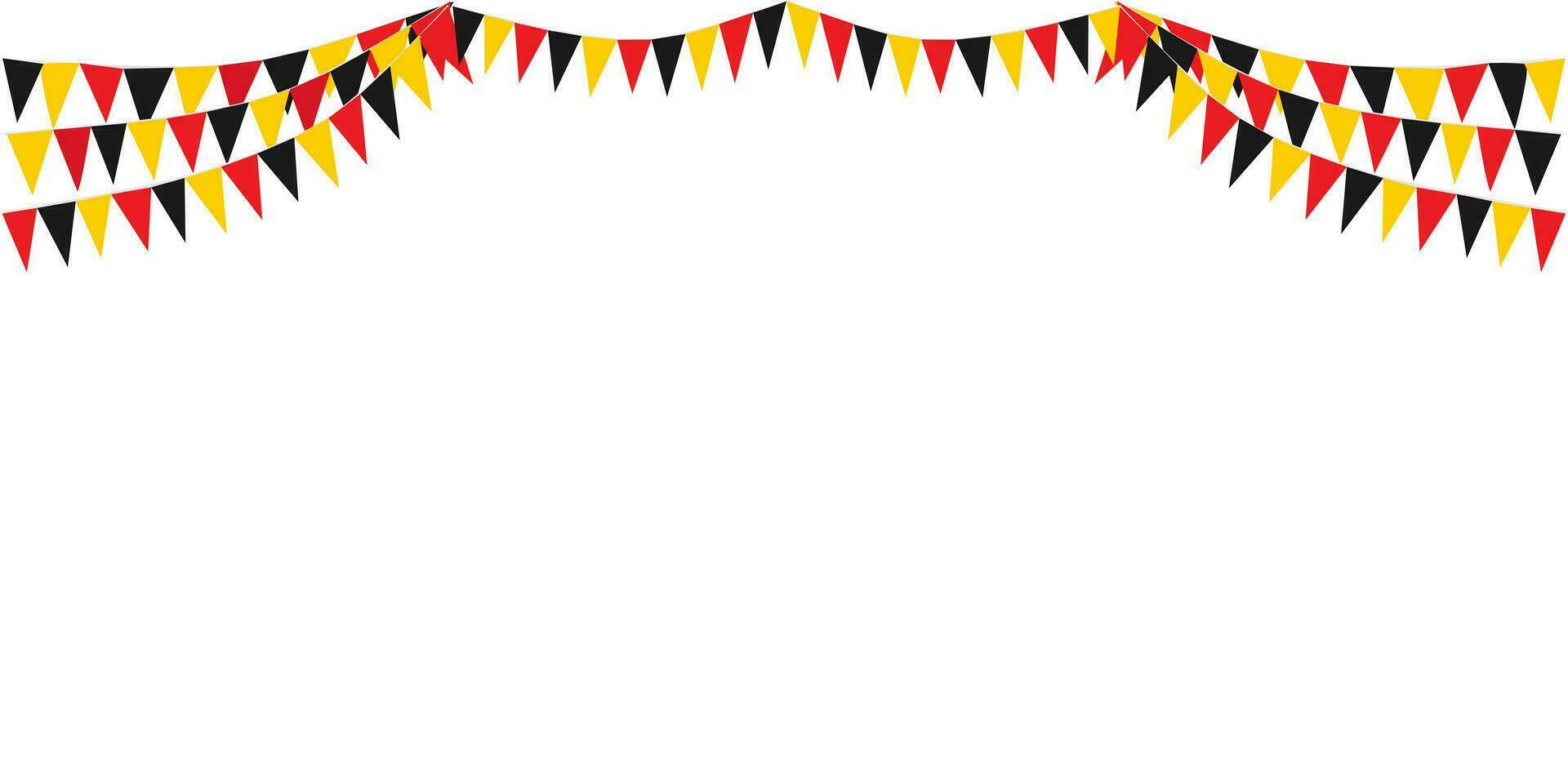 verderón colgando rojo negro y amarillo bandera triangulos bandera antecedentes. verderón banderas para celebracion, fiesta, justo, mercado, venta, naciones alemán, Deutschland conceptos. vector