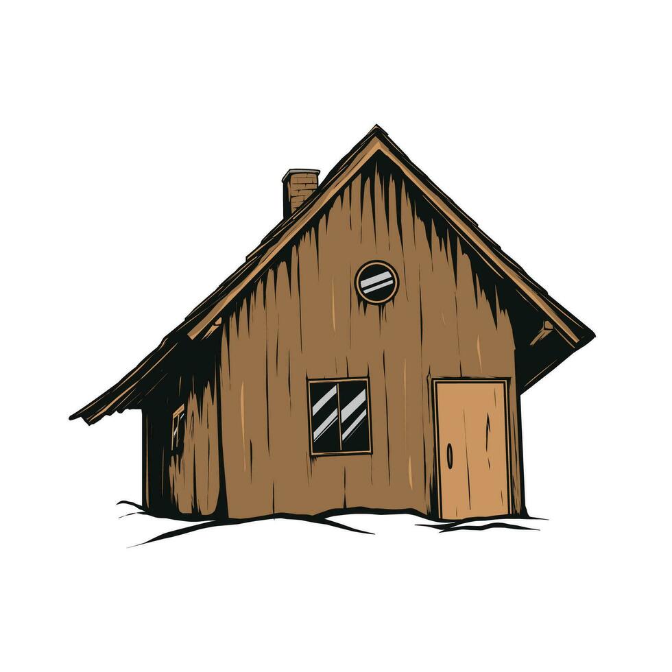 wooden house vector drawing design