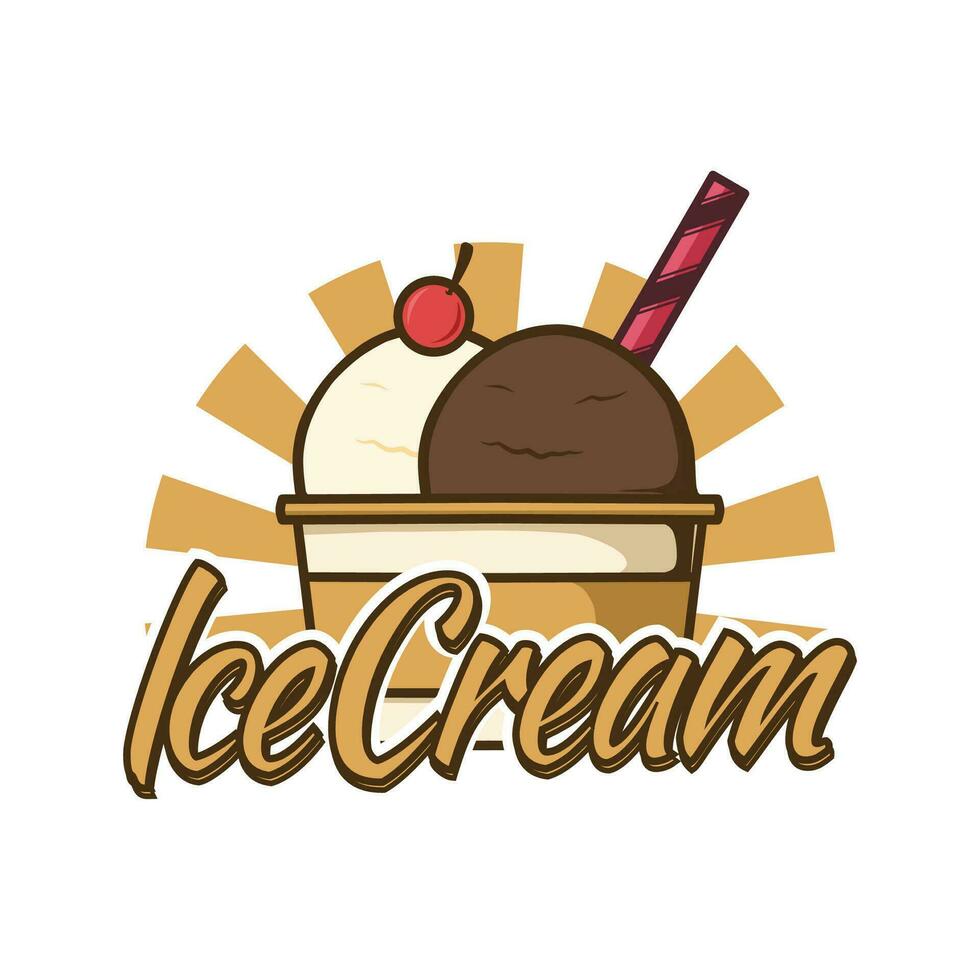 hielo crema tienda logo modelo vector