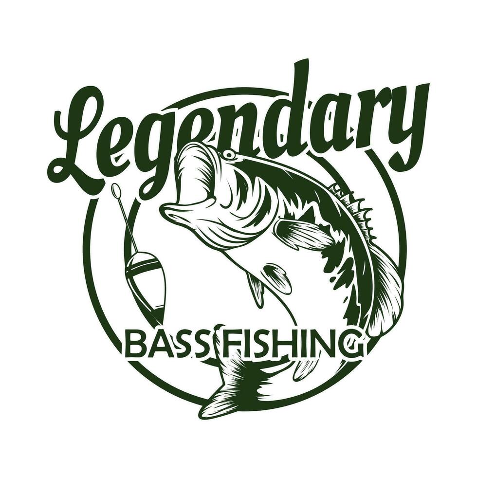 legendario bajo pescar logo concepto vector