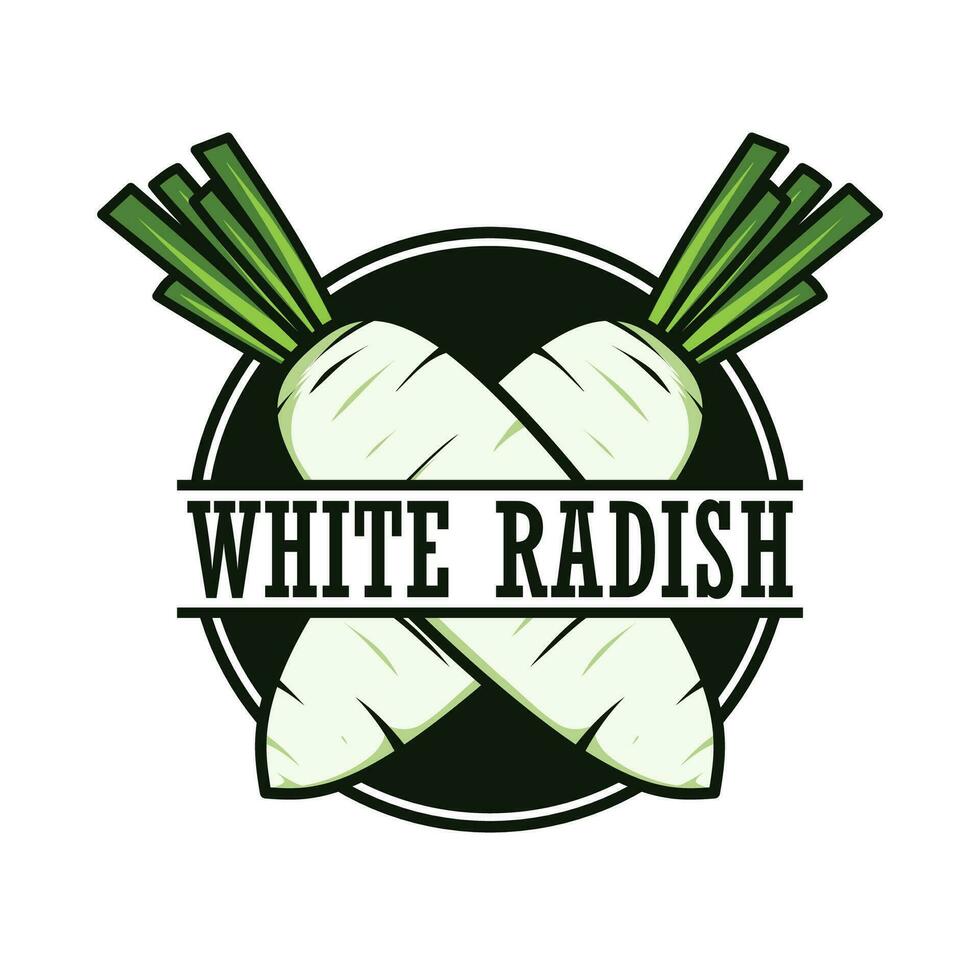 white radish farm logo template vector