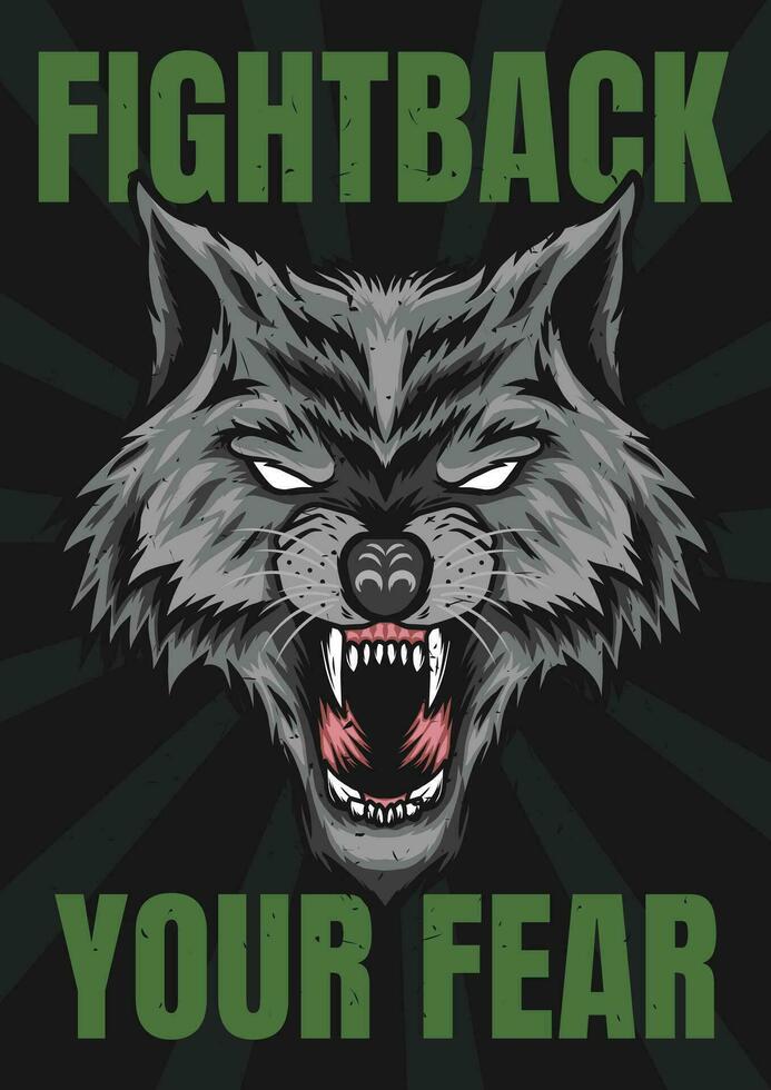 wolf poster template for print vector