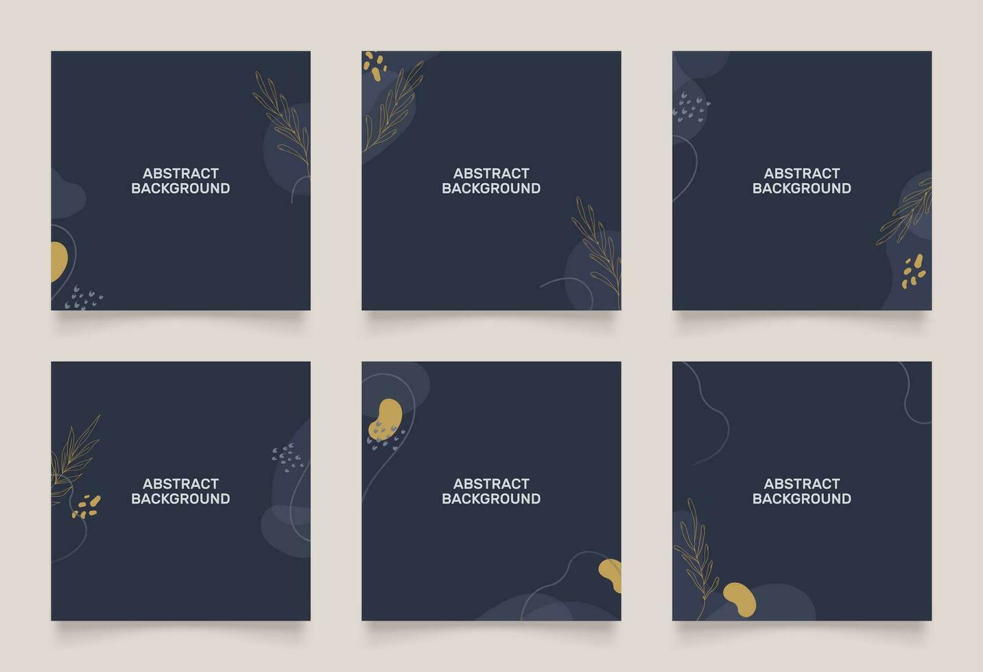 abstract background design for social media insta story feed post. dark blue brown gold scribble shape hand drawn object. copy space for text. square flyer banner vector