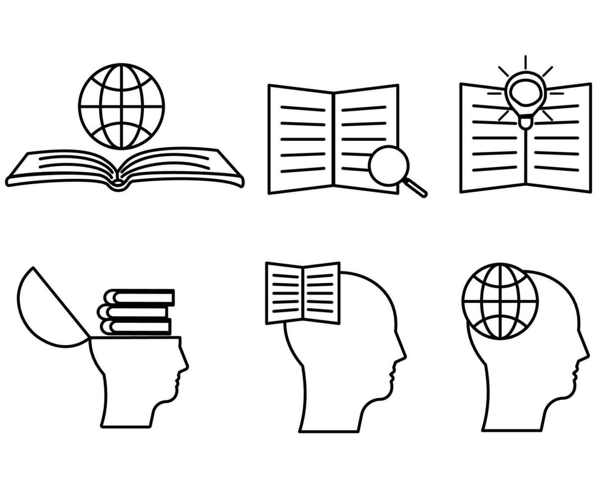 Set of knowledge icon set simple line art style for web and mobile app vector
