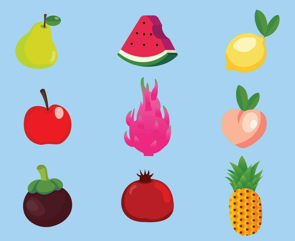 vistoso Fruta dibujos animados vector conjunto