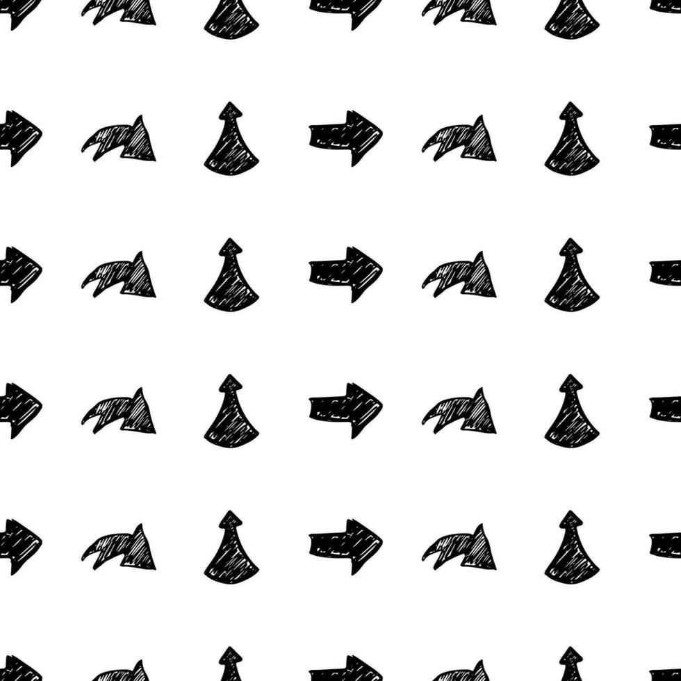 Seamless pattern with black hand drawn arrows vector