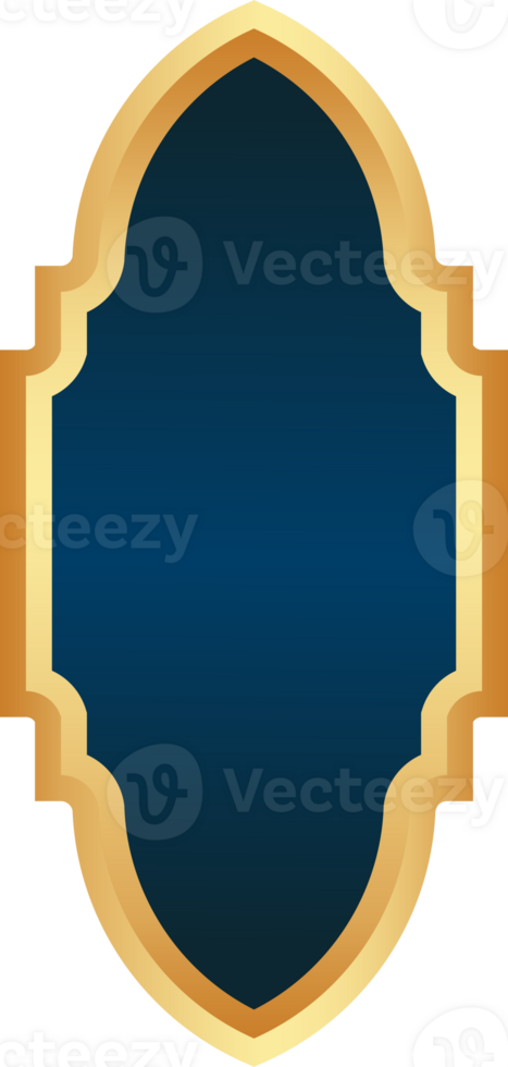 Ramadan golden frame. Islamic window shape. Arabic arch. Muslim vintage border for design. Indian decoration in oriental style. png