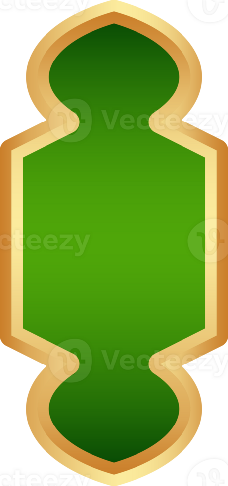 Ramadan golden frame. Islamic window shape. Arabic arch. Muslim vintage border for design with green background. Indian decoration in oriental style. png