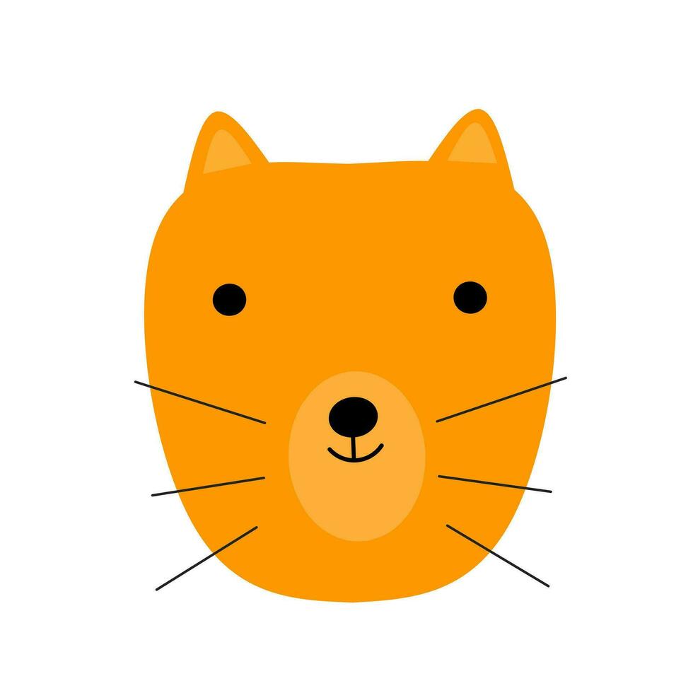 orange cat head illustration vector