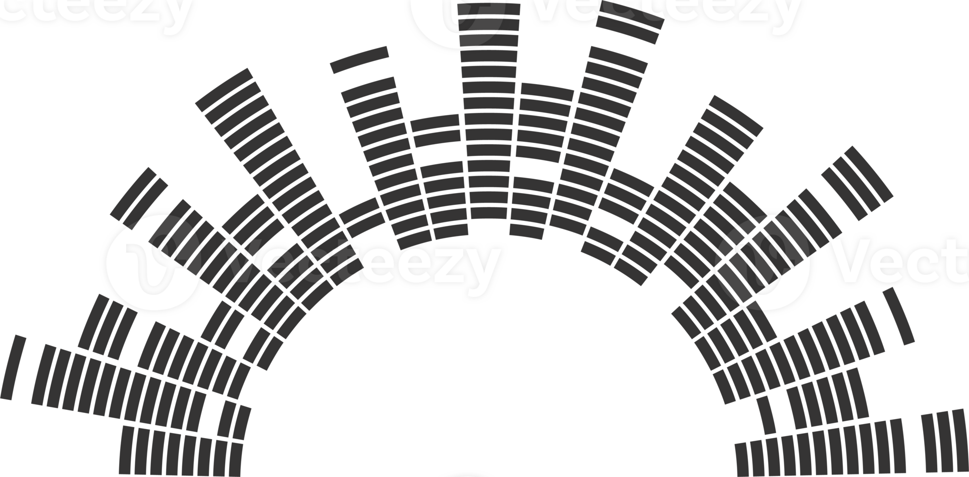 Semicircle sound wave. Audio music equalizer. Round circular icon. Spectrum radial pattern and frequency frame. png