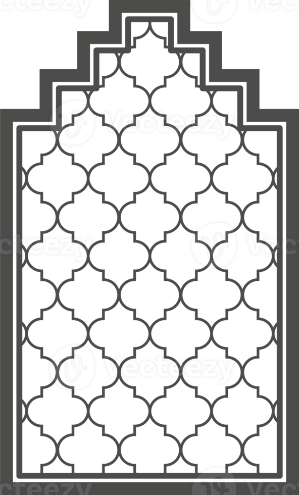 Ramadan window with pattern. Arabic frame of mosque door. Islamic design template. Oriental decoration with ornament. png