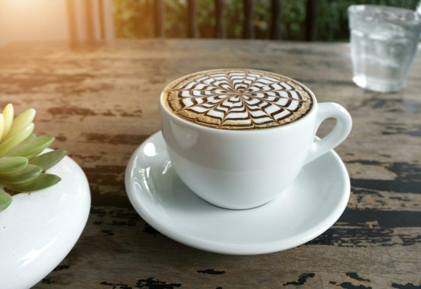 cups of mocha coffee on table photo