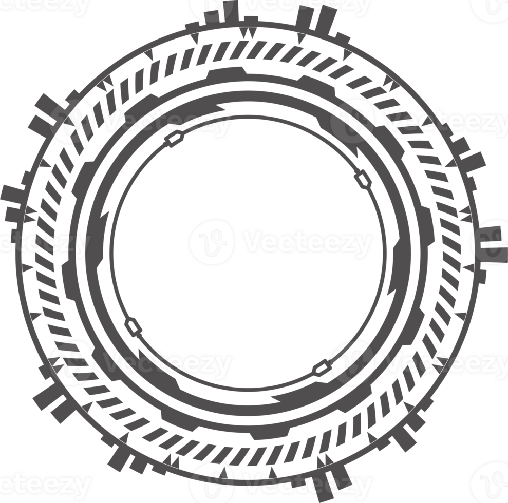 HUD tech circle for digital technology games design. Graphic element for cyber interface. Round ui frame. Circular abstract icon. png