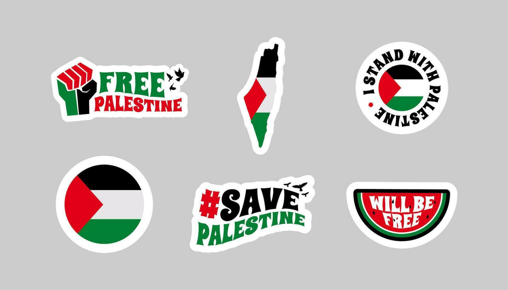 Palestine sticker collection vector