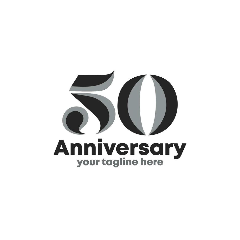 50 años aniversario, 50 aniversario emblema en cumpleaños concepto modelo diseño vector