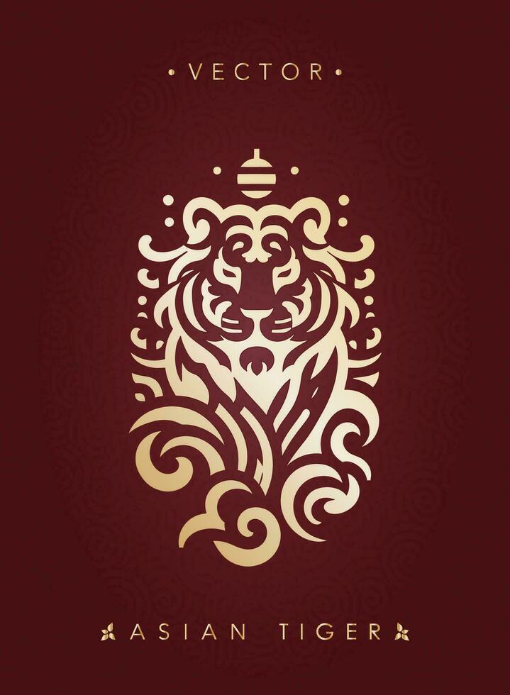 Artistic Floral Pattern Tiger Face vector