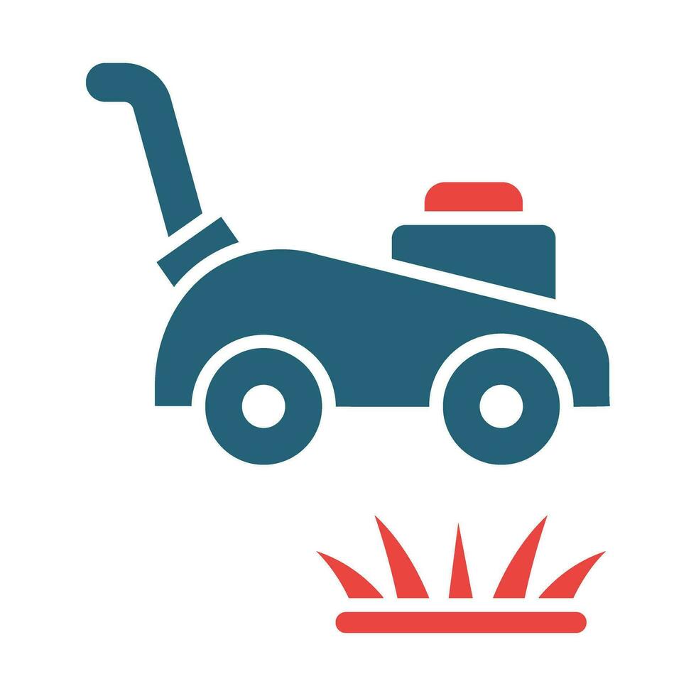 Lawn Mower Vector Glyph Two Color Icon For Personal And Commercial Use.