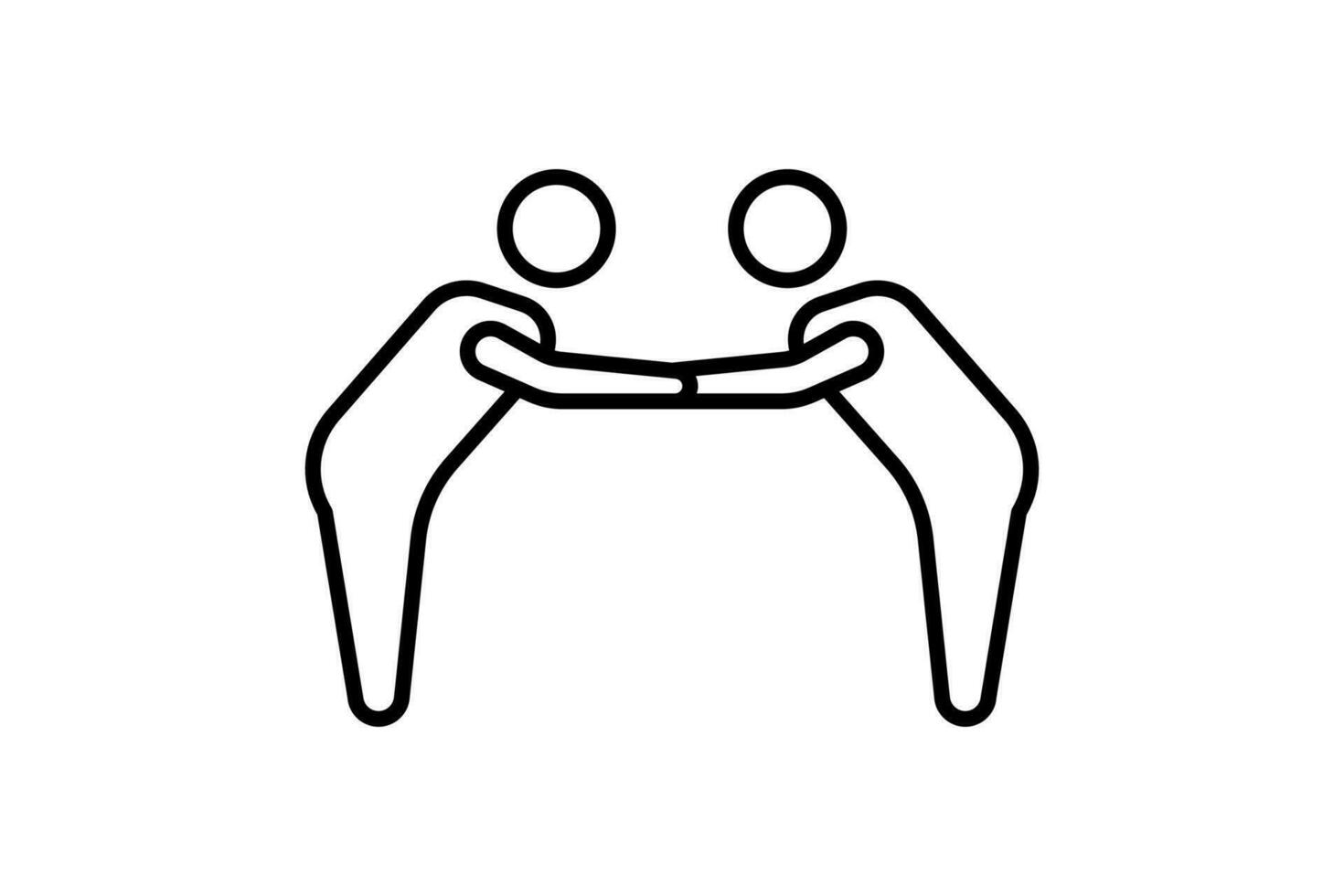 respect icon. bowing with handshake. icon related to core values, business, deal. line icon style. simple vector design editable