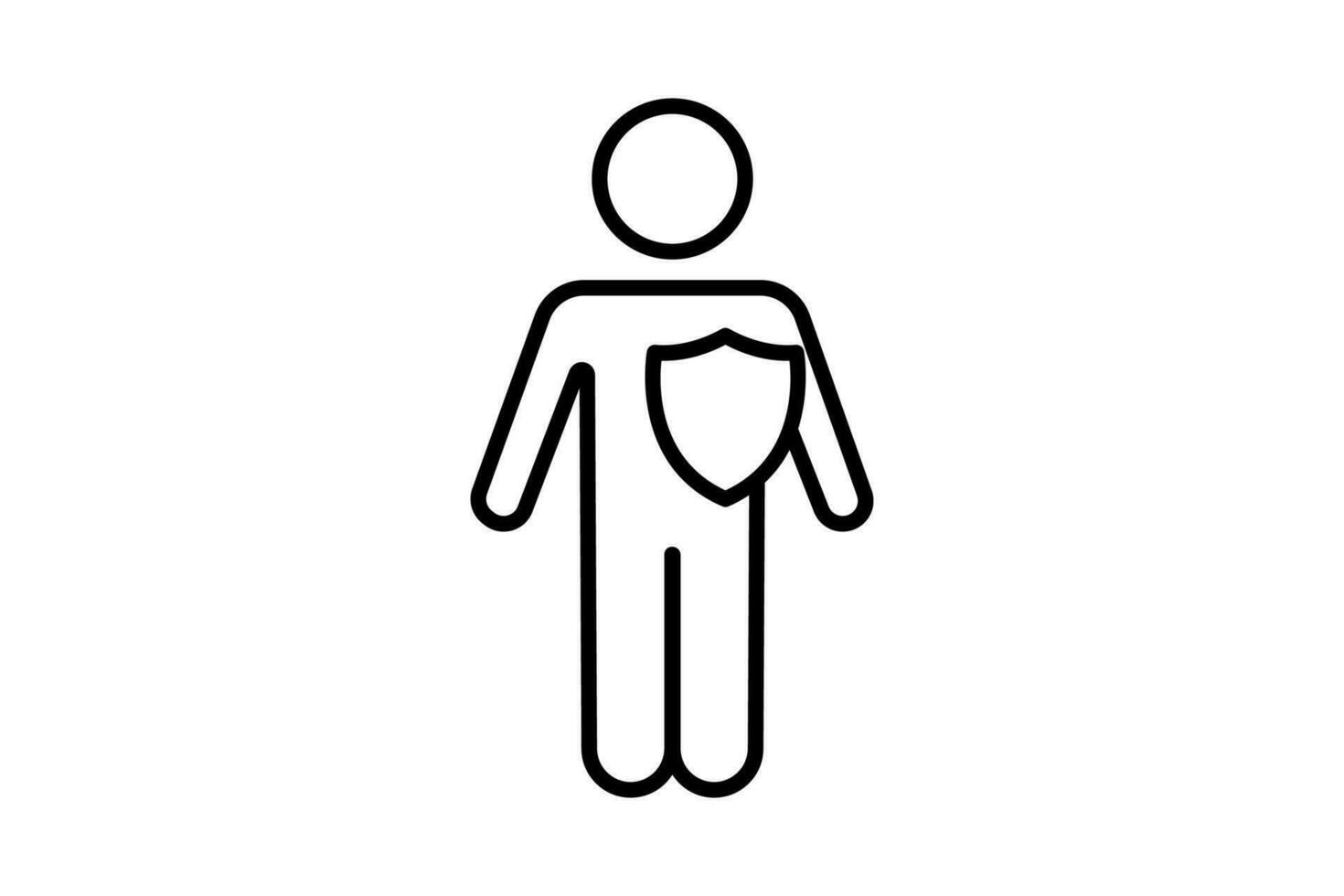 integrity icon. human with shield. icon related to core values. line icon style. simple vector design editable