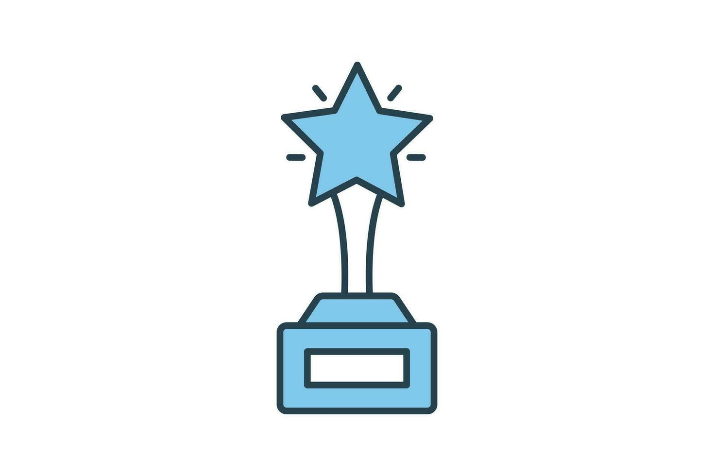 excellence icon. trophy with stars.  icon related to core values. flat line icon style. simple vector design editable