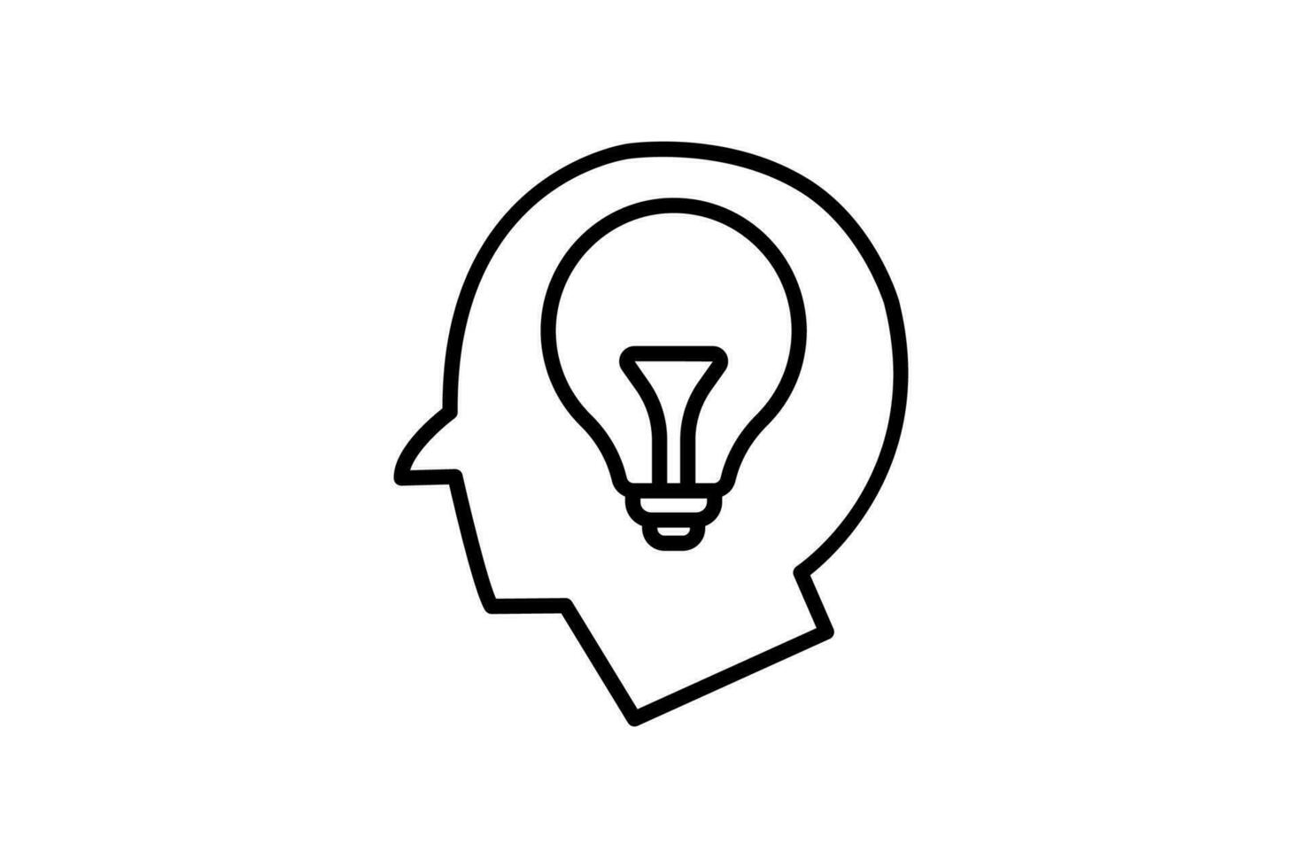 creativity icon. head with light bulb.  icon related to core values, idea, business. line icon style. simple vector design editable