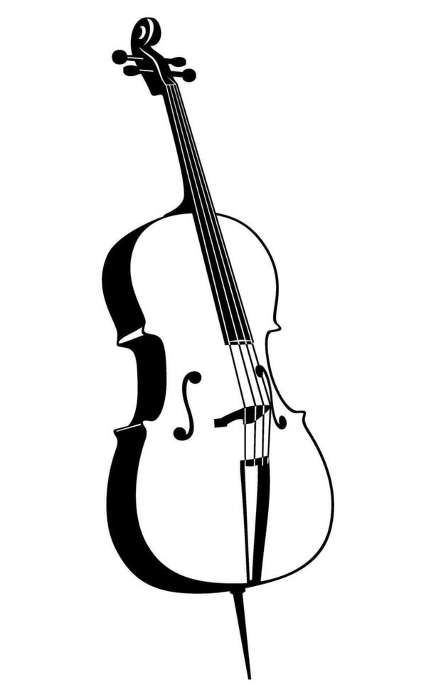 Double Bass. Music instrument icon. Outline vector clipart isolated on white.
