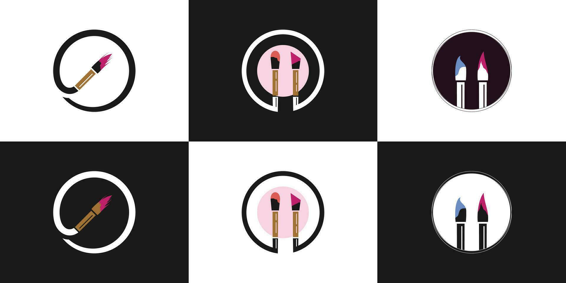 vector maquillaje belleza logo diseño con labios y palo concepto