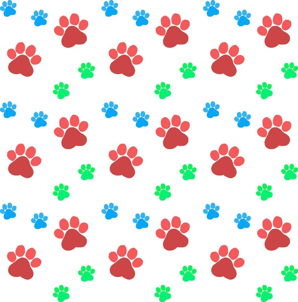 abstract colorful animal paw line art doodle pattern background vector