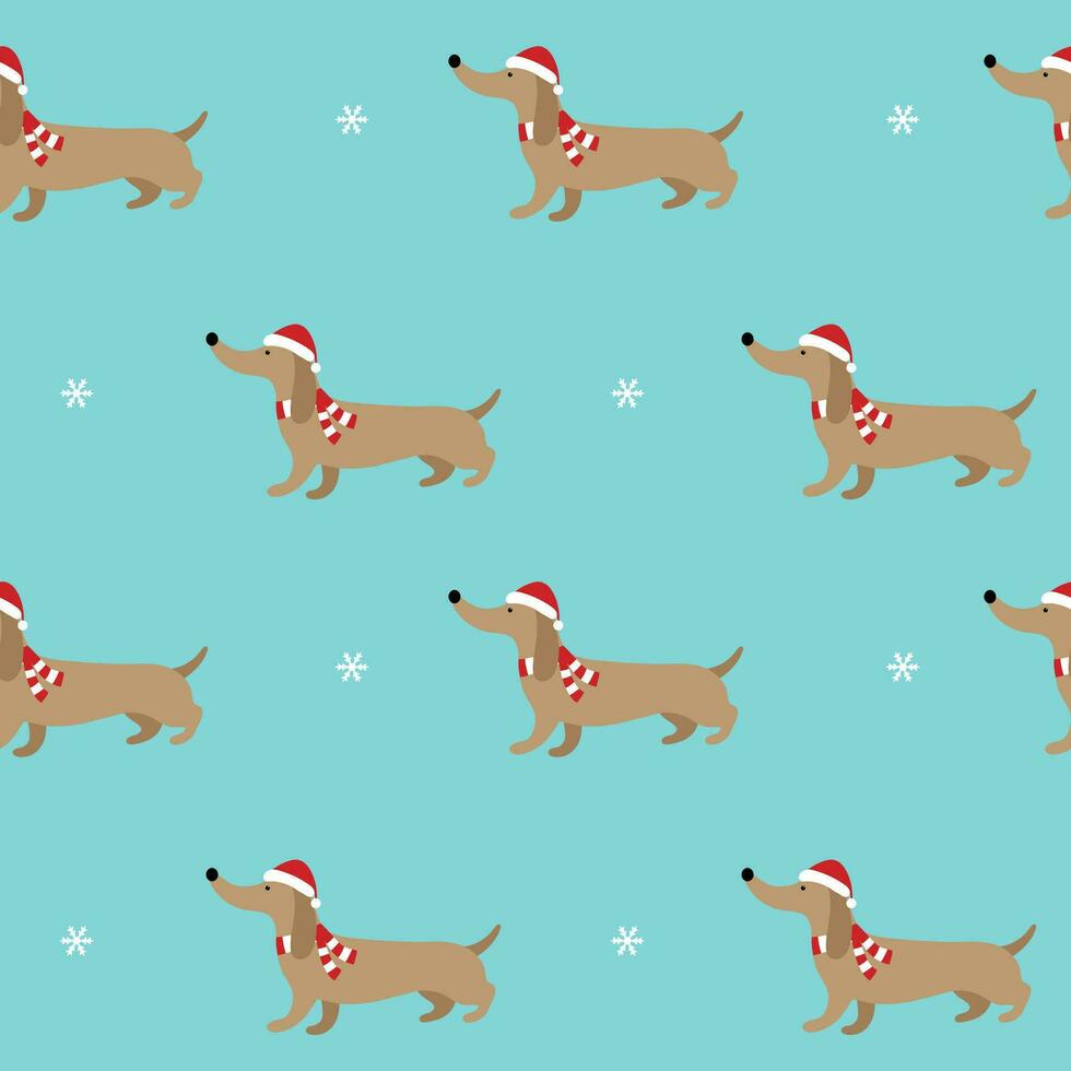 Childish seamless pattern with hand drawn dachshund and snowflakes. Perfect for kids apparel,fabric, textile, nursery decoration,wrapping paper. vector