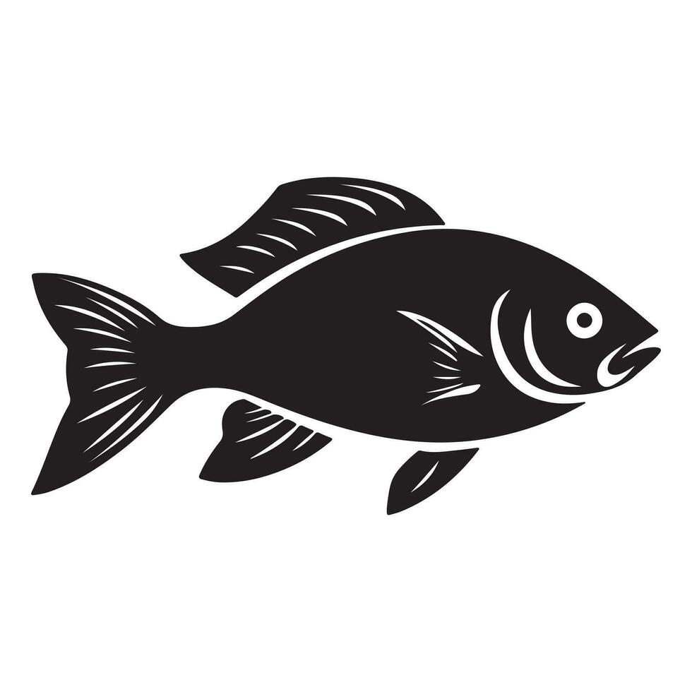 Fish black Silhouette. vector