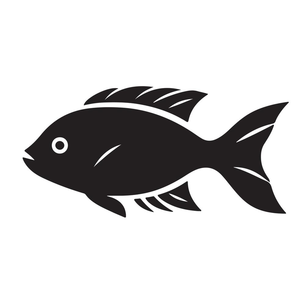 Fish black Silhouette vector