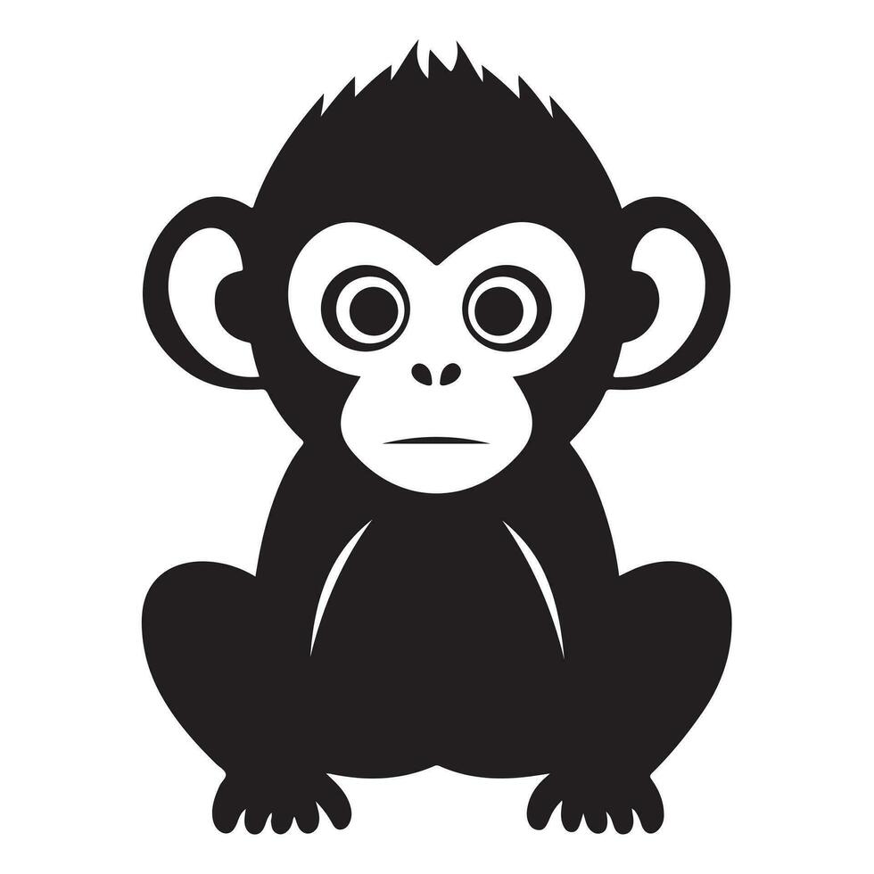 Monkey black Silhouette. vector
