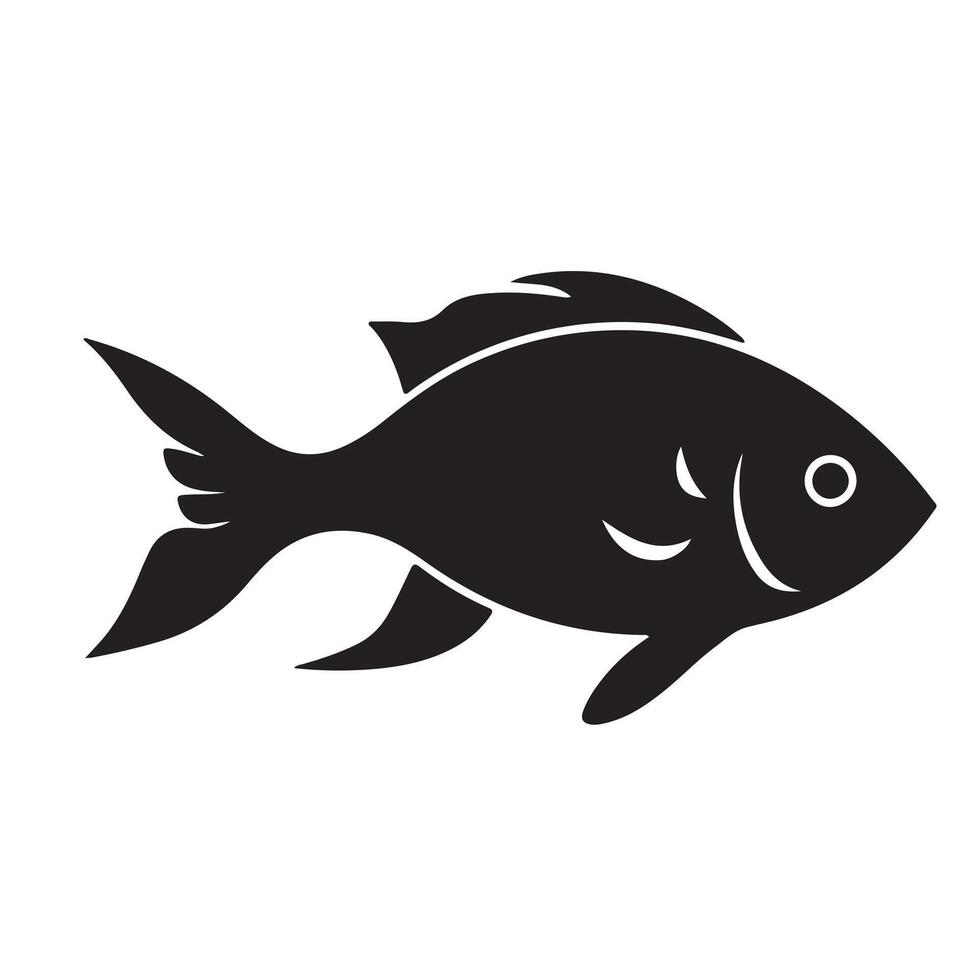 Fish black Silhouette vector