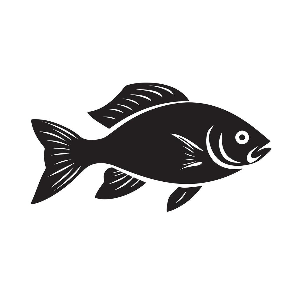 Fish black Silhouette vector
