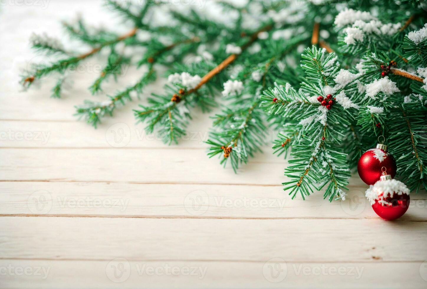 AI generated Christmas holiday background. Xmas decorated holiday festive background. New year winter background, Christmas holiday border. photo