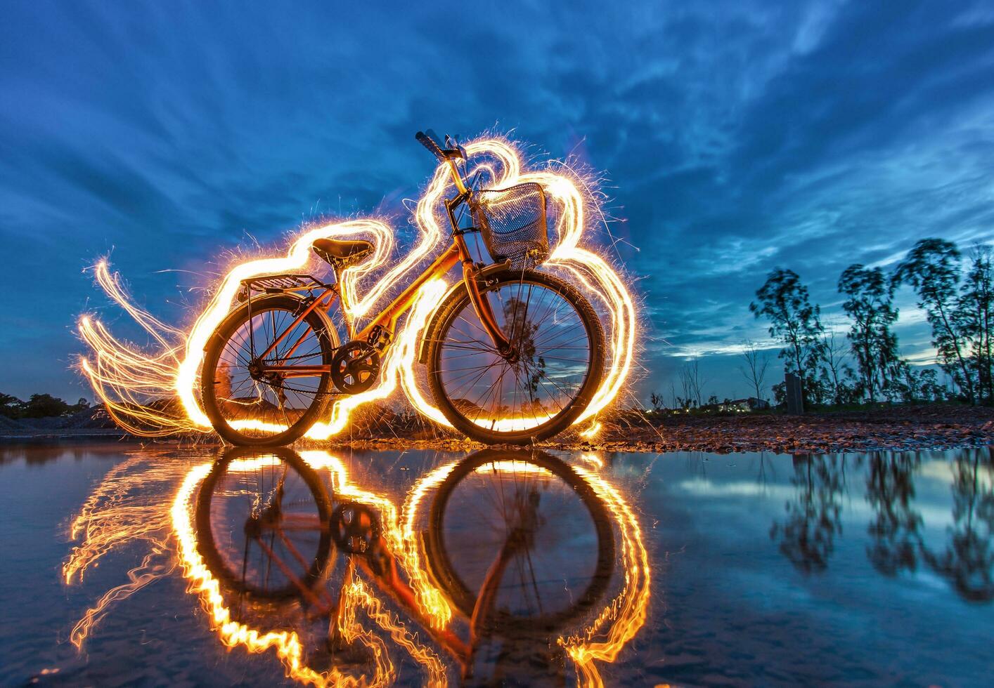 bicycle light painting photo