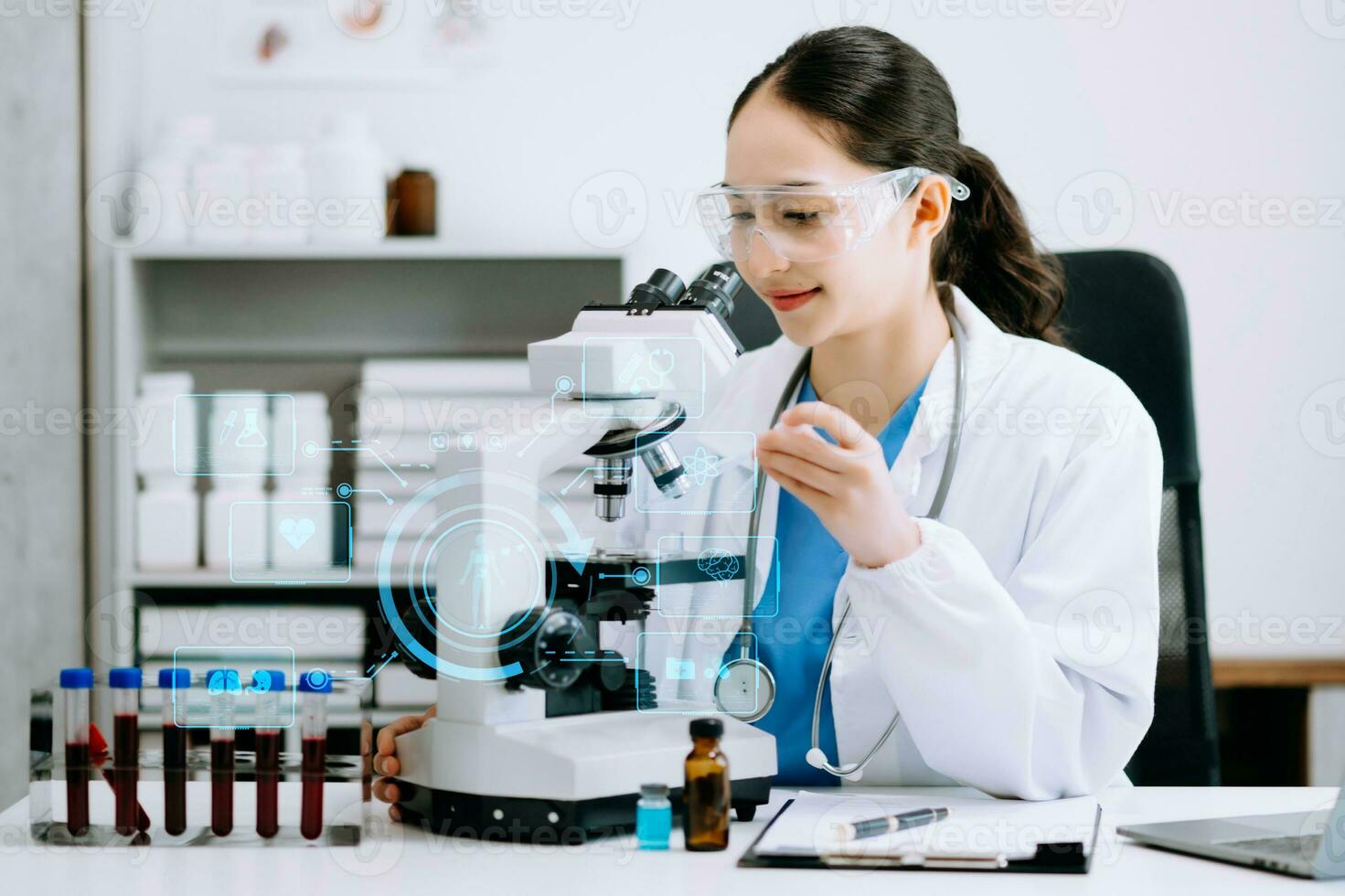 Dctor work on digital tablet healthcare doctor technology tablet using computer in laboratory study photo
