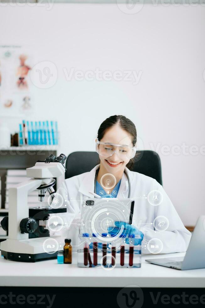 Dctor work on digital tablet healthcare doctor technology tablet using computer in laboratory study photo