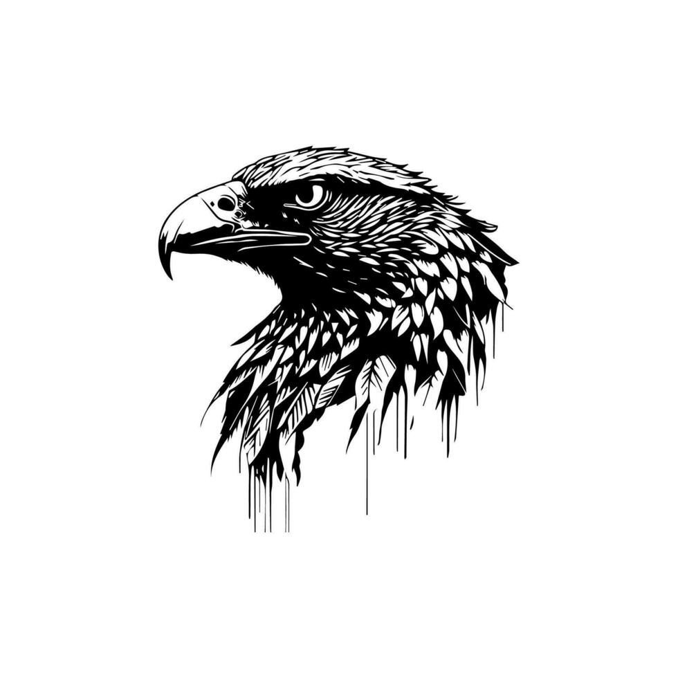 A black and white vector of an eagle head