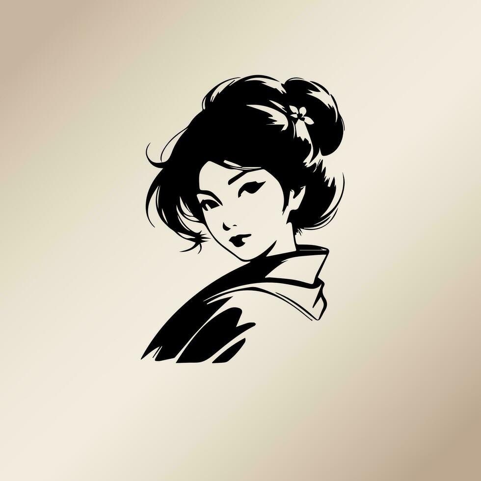 Harmony in Shadows Vector Silhouette of a Asian Woman